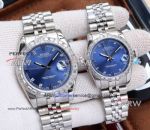 Perfect Replica Rolex Datejust Blue Dial Jubilee Bracelet watch - Diamond Dial Diamond Bezel 